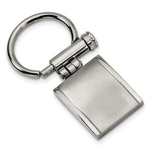 Men's Stainless Steel Brushed and Polished Rectangular Key Chain